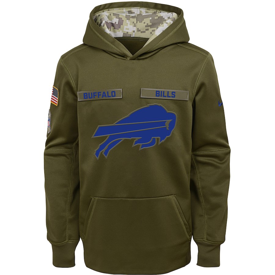 Buffalo Bills Nike Youth Salute to Service Pullover Performance Hoodie Green